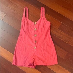 Wonderly Romper in Coral with Button Detail